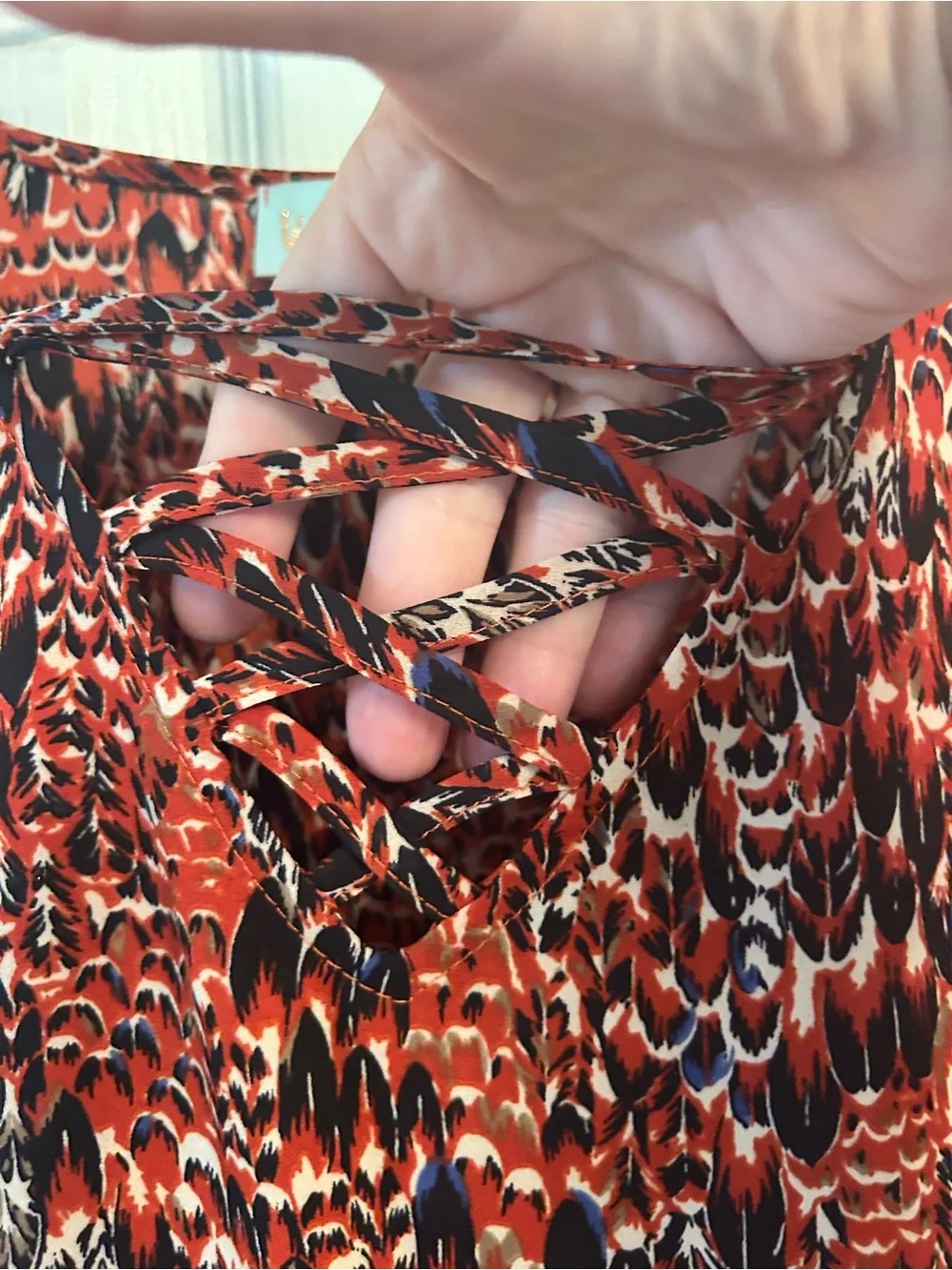 Veronica XS Red and Black Printed Long-Sleeve Top